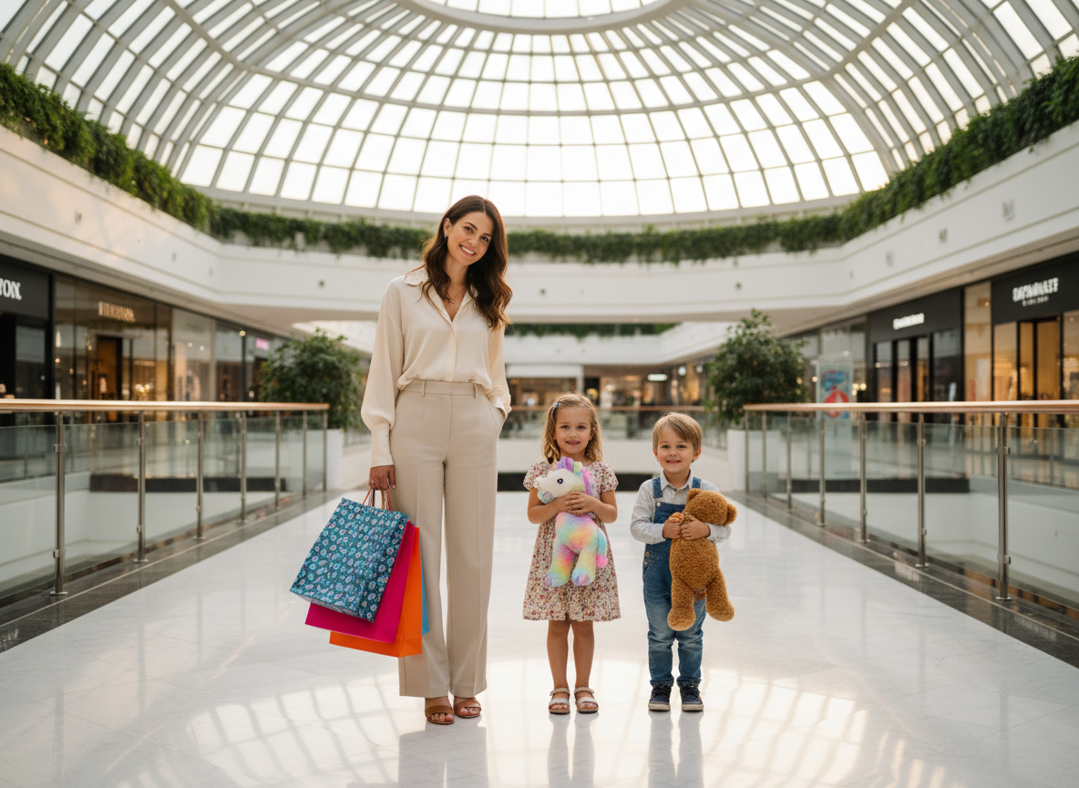 Mother with kids shopping